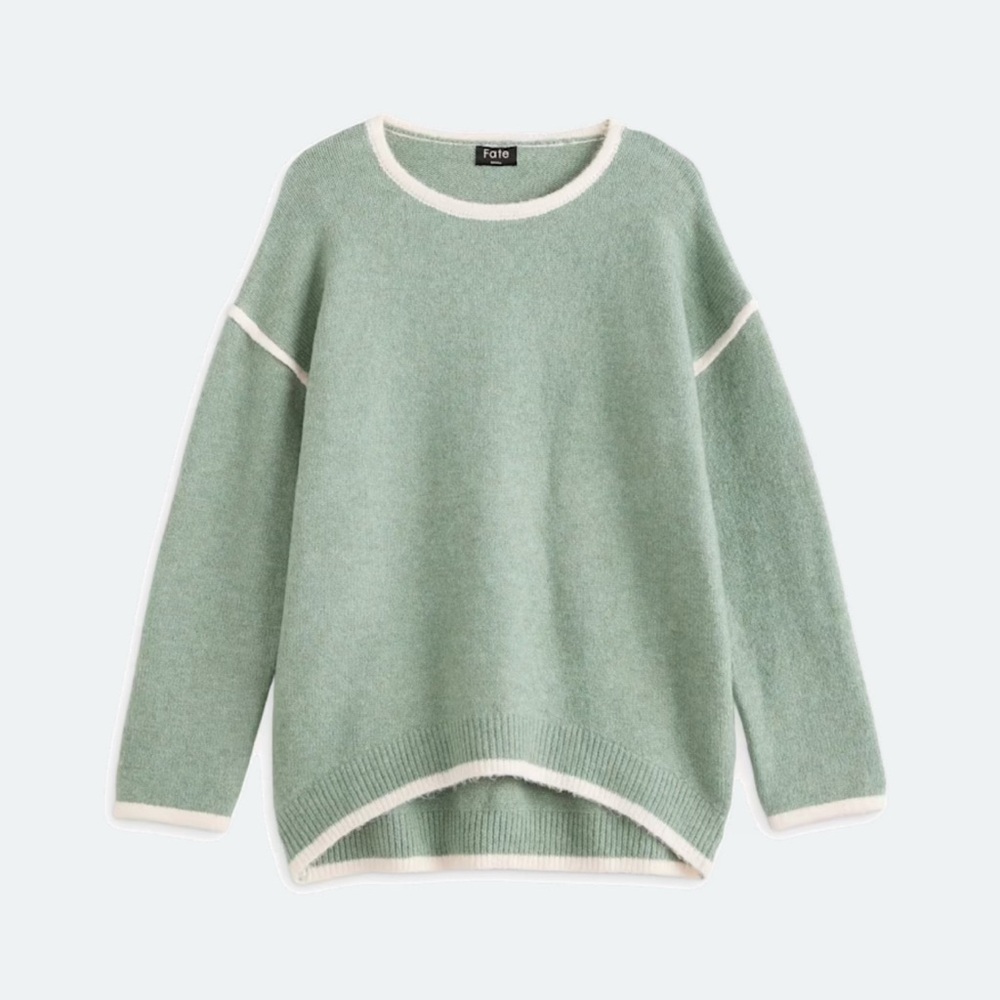 Fate Sage Green Women's Sweater with Cream Accents